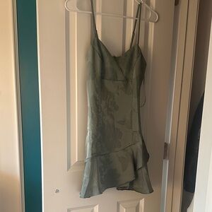 Altar'd State Sage Green Satin Camisole Dress